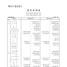 [공고] 제22기 결산공고